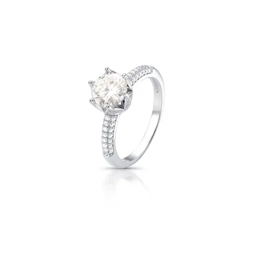 ANEL SOLITÁRIO MOISSANITE 7mm 1,2 CT EM PRATA 925