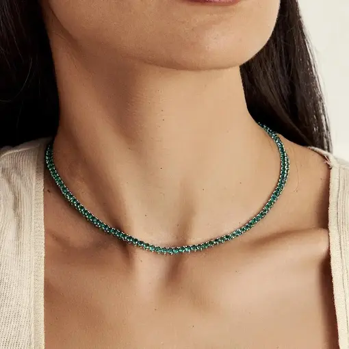 COLAR RIVIERA COM CRISTAIS VERDE