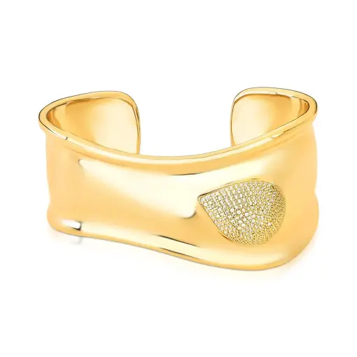 BRACELETE CURVO COM ZIRCÔNIAS EM GOTA