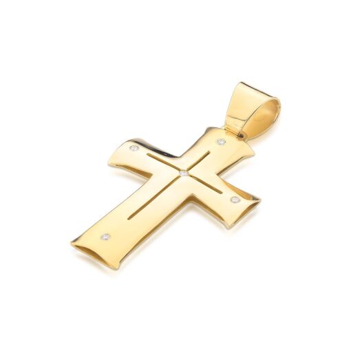 Pingente de Cruz com Diamantes em Ouro 18k