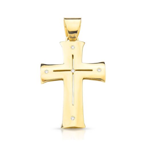 Pingente de Cruz com Diamantes em Ouro 18k
