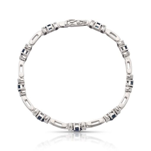 Pulseira em Ouro Branco 18k com Safiras e Diamantes