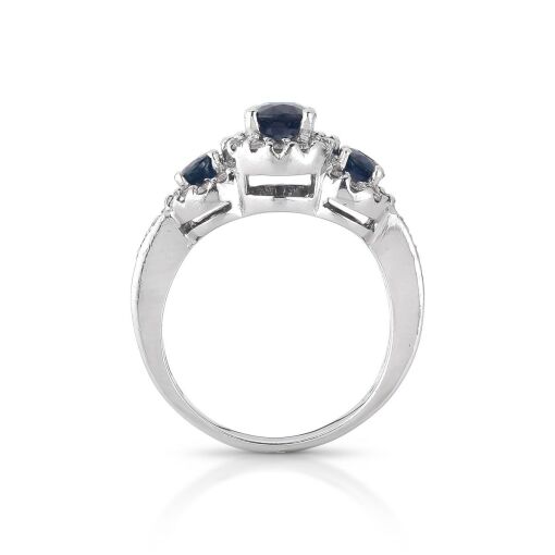 Anel de Safira em Ouro Branco 18k