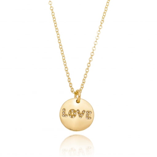 COLAR MEDALHA CRAVEJADA LOVE - FAMÍLIA