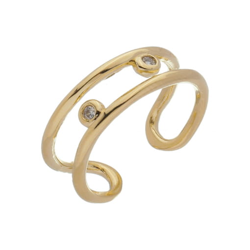 ANEL AJUSTÁVEL DOIS AROS 02 ZIRCÔNIAS