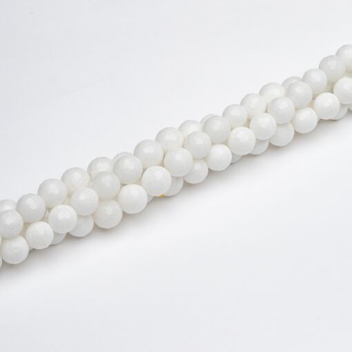 FIO DE PEDRA NATURAL JADE BRANCA FACETADA 8MM