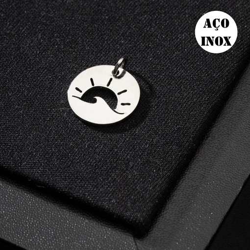 PINGENTE AÇO INOX MEDALHA SOL & MAR CHARMEZINHOS