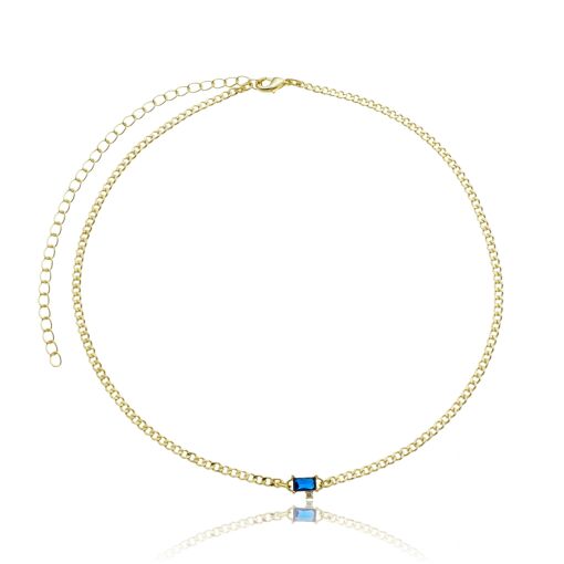 COLAR CHOKER QUADRADO SAFIRA