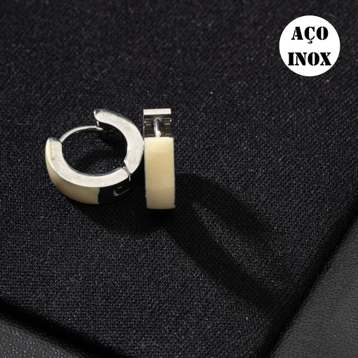 BRINCO AÇO INOX ARGOLA AMARELO RESINADO