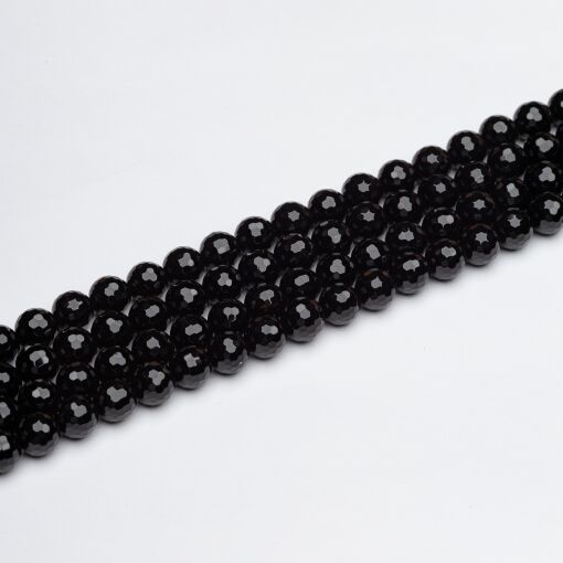 FIO DE PEDRA NATURAL ONIX PRETO FACETADO 8MM