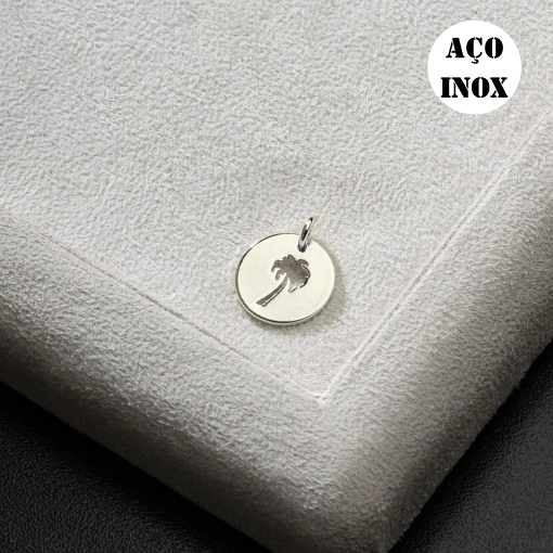 PINGENTE AÇO INOX MEDALHA COQUEIRO CHARMEZINHOS