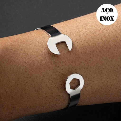 BRACELETE AÇO INOX MASCULINO CHAVE DE BOCA