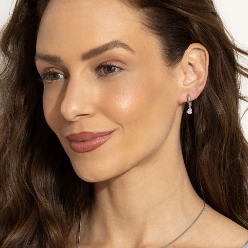 BRINCO AÇO INOX ARGOLA COM GOTA CRISTAL