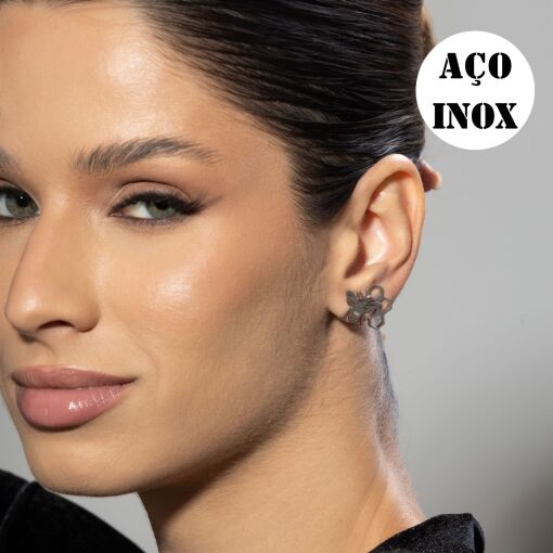 BRINCO AÇO INOX DUPLA ABELHA E FAVO DE MEL
