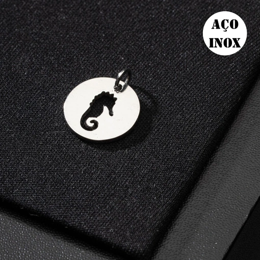 PINGENTE AÇO INOX MEDALHA CAVALO MARINHO CHARMEZINHOS