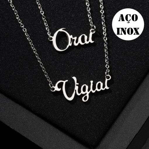 CORRENTE ESCAPULÁRIO AÇO INOX UNISSEX ORAI E VIGIAI