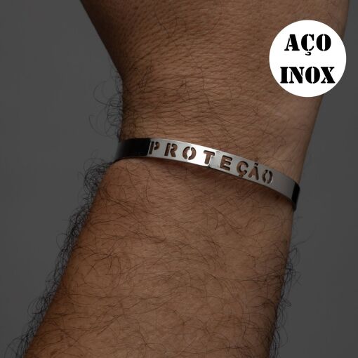 BRACELETE AÇO INOX MASCULINO PROTEÇÃO