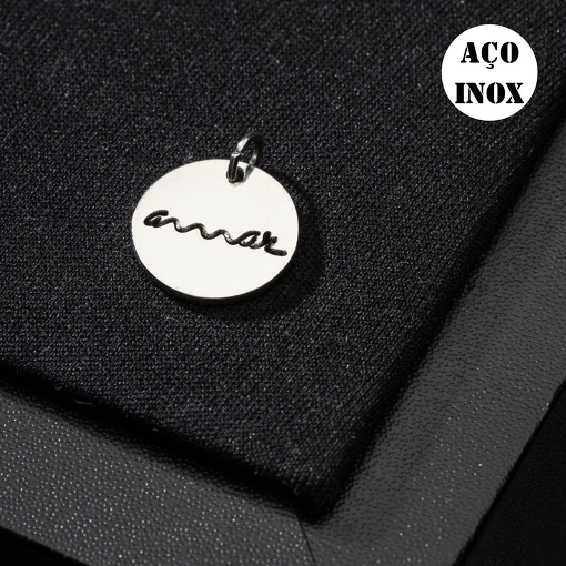 PINGENTE AÇO INOX MEDALHA AMAR CHARMEZINHOS