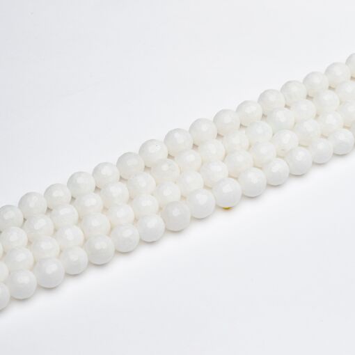 FIO DE PEDRA NATURAL JADE BRANCA FACETADA 8MM