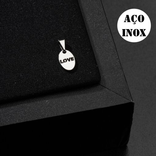 PINGENTE AÇO INOX MEDALHA LOVE CHARMEZINHO