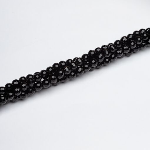 FIO DE PEDRA NATURAL ONIX PRETO FACETADO 6MM