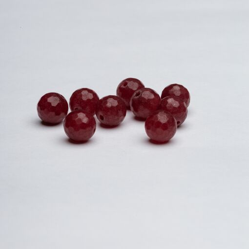 PACOTE COM 10 JADES REDONDAS CEREJA FACETADA 10MM
