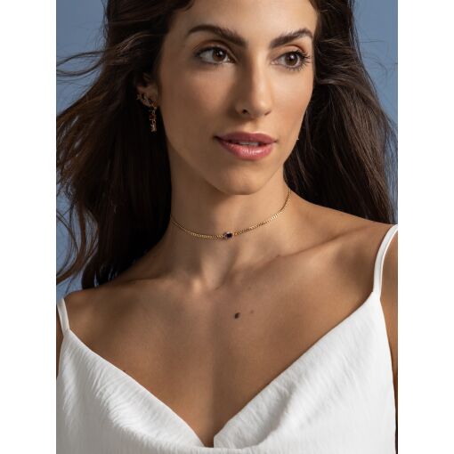 COLAR CHOKER QUADRADO SAFIRA