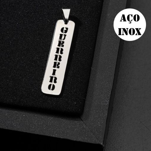 PINGENTE AÇO INOX MASCULINO PLAQUINHA GUERREIRO