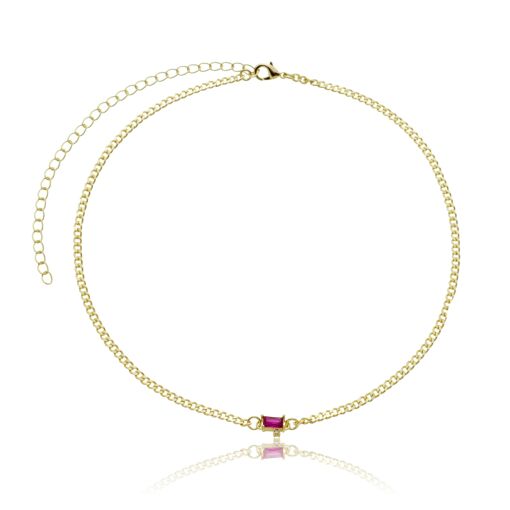 COLAR CHOKER QUADRADO FÚCSIA