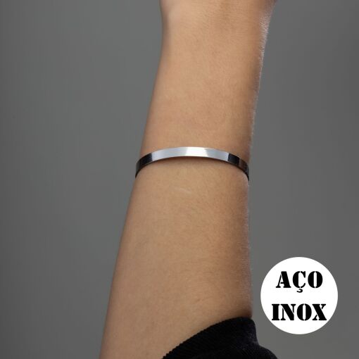 BRACELETE AÇO INOX PERSONALIZADO CLÁSSICO PARA GRAVAÇÃO