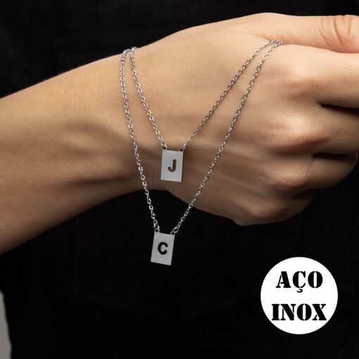 ESCAPULÁRIO AÇO INOX PERSONALIZADO INICIAL G , MODELO UNISSEX