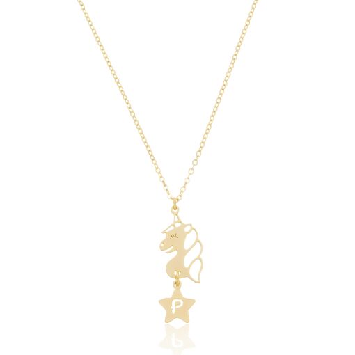 COLAR PERSONALIZADO INFANTIL UNICÓRNIO COM INICIAL