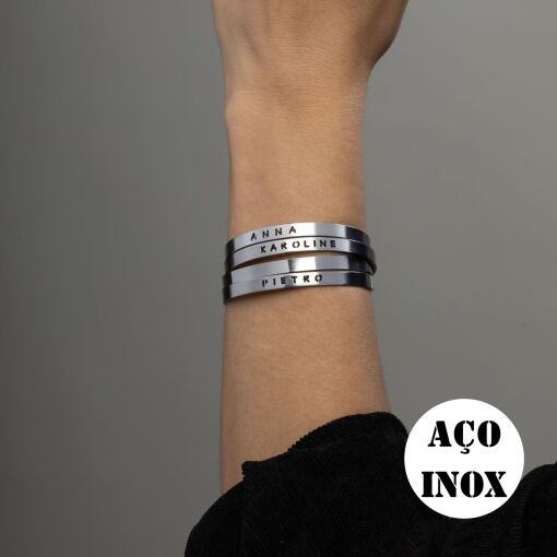 BRACELETE AÇO INOX PERSONALIZADO CLÁSSICO PARA GRAVAÇÃO