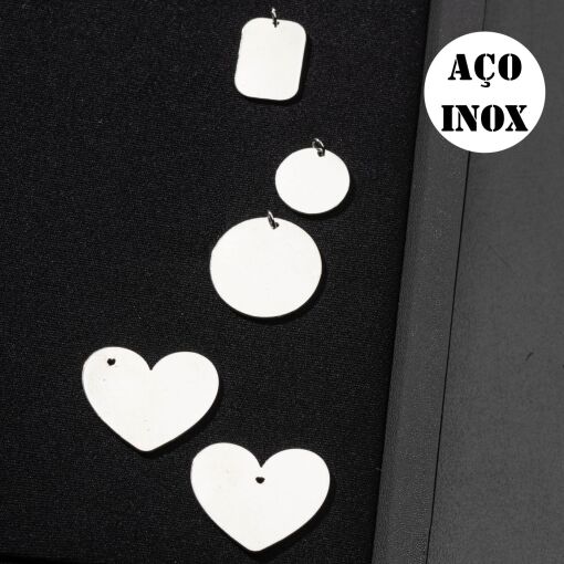 PINGENTE PLACA AÇO INOX PARA GRAVAÇÃO  1,5 CM L X 2,1 CM A