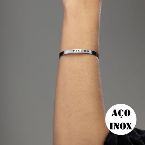BRACELETE AÇO INOX PERSONALIZADO COM NOME CLÁSSICO