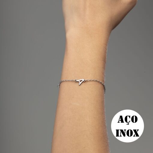 PULSEIRA AÇO INOX PERSONALIZADO COM INICIAL DELICADO MÃE E FILHA