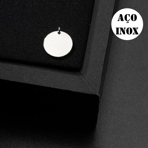 PINGENTE PLACA AÇO INOX PARA GRAVAÇÃO REDONDO P - 15MM