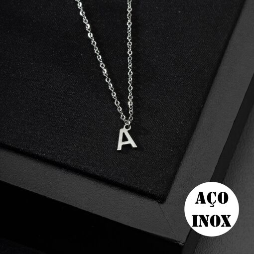 COLAR AÇO INOX PERSONALIZADO INICIAL PENDURADA