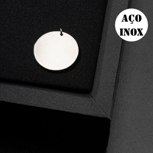 PINGENTE PLACA AÇO INOX PARA GRAVAÇÃO REDONDO G - 25MM