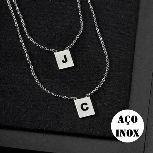 ESCAPULÁRIO AÇO INOX PERSONALIZADO INICIAL G , MODELO UNISSEX