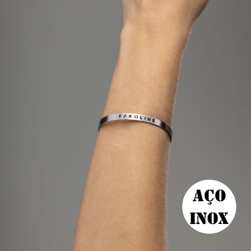 BRACELETE AÇO INOX PERSONALIZADO COM NOME CLÁSSICO