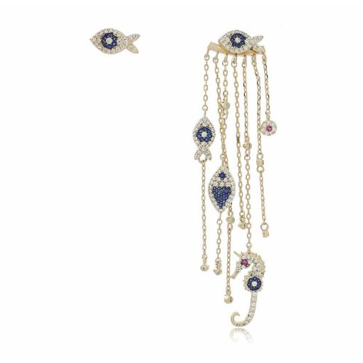 Brinco Ear Jacket Unilateral Vida Marinha