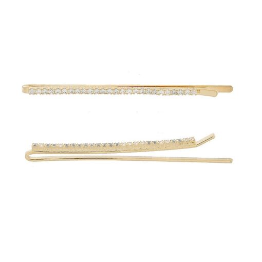 Grampo de Cabelo Cravejado Fio de Zircônias Banhado em Ouro 18k