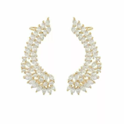 Brinco Ear Cuff Asas com Zircônias Navete