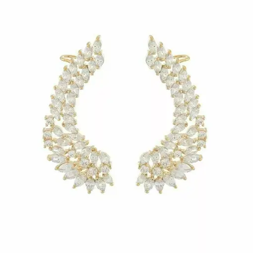 Brinco Ear Cuff Asas com Zircônias Navete