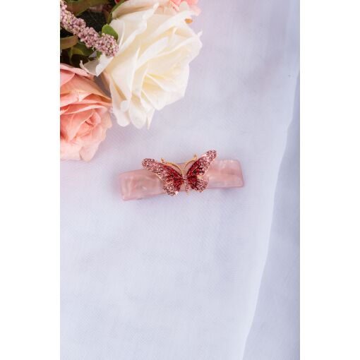 Presilha Borboleta Cravejada Rosa