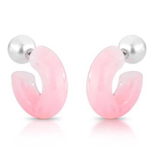 Brinco Ear Jacket Argola Quartzo Colorido com Pérola Shell
