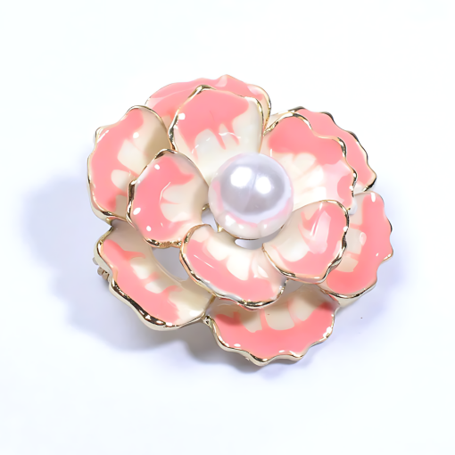 Broche Begônia Esmaltada Pérola Shell