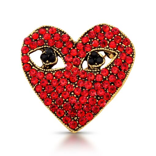 Broche Coração CDG Cravejado