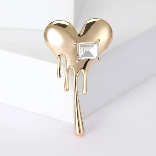 Broche Melted Heart com Detalhe Cristal